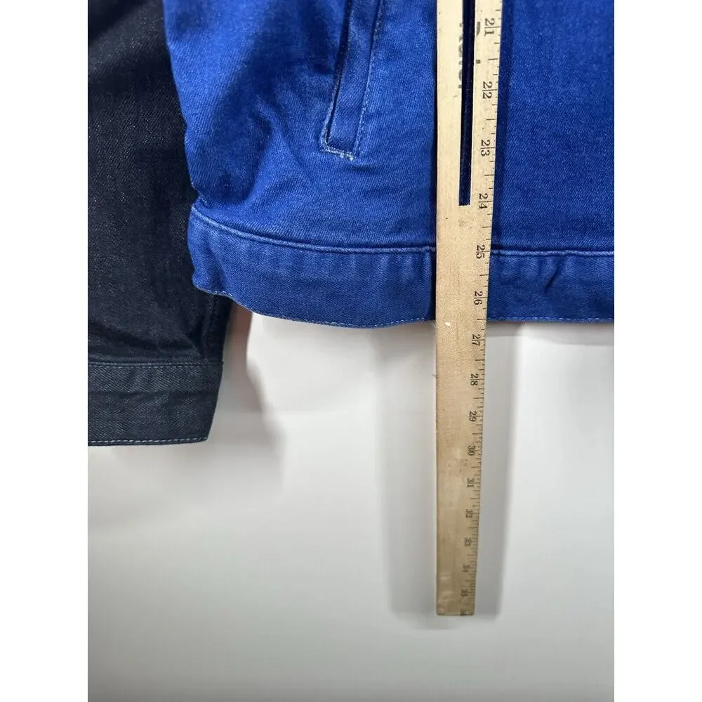 True Religion Men's Dylan 2 Tone Denim Jacket Sz L blue royal Jeans trucker RARE